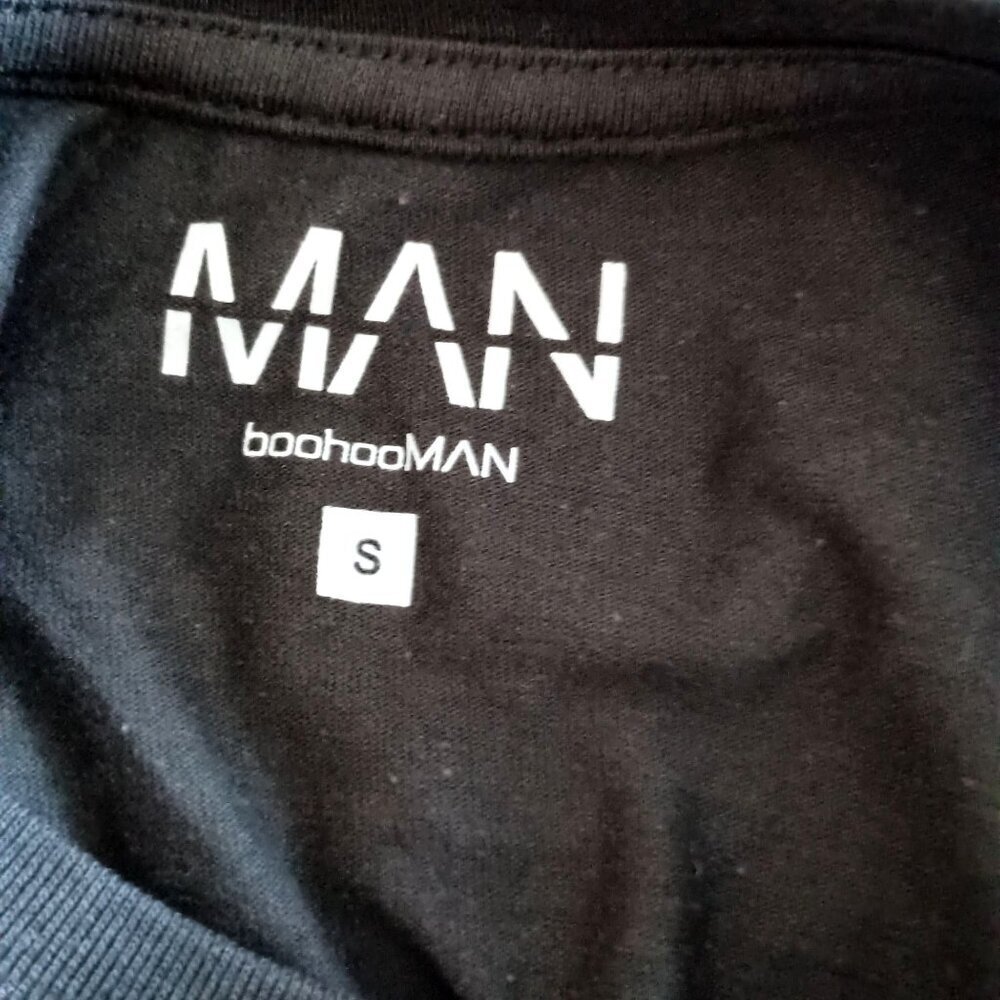 BoohooMAN ManOfficial Black T-Shirt Men Size S Cotton Blend Relaxed Fit - Picture 3 of 5